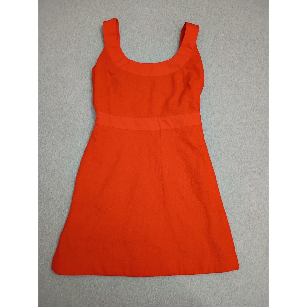 Maeve Anthropologie Orange Textured Open Back Mini Dress Sleeveless Pockets Sz 6